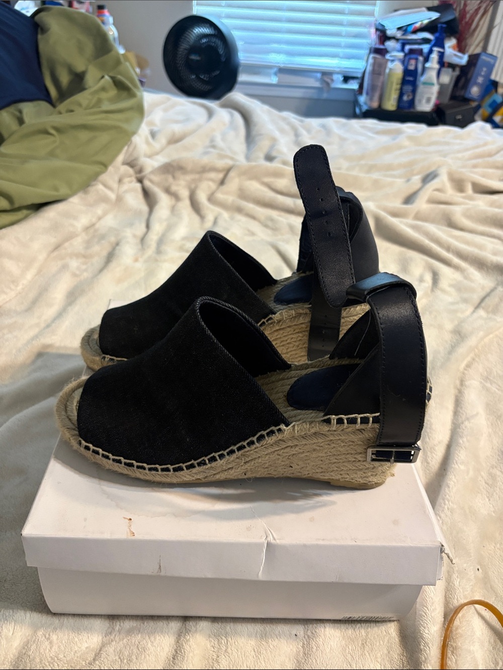 GAP Denim Espadrille Wedge Sandals with Ankle Strap